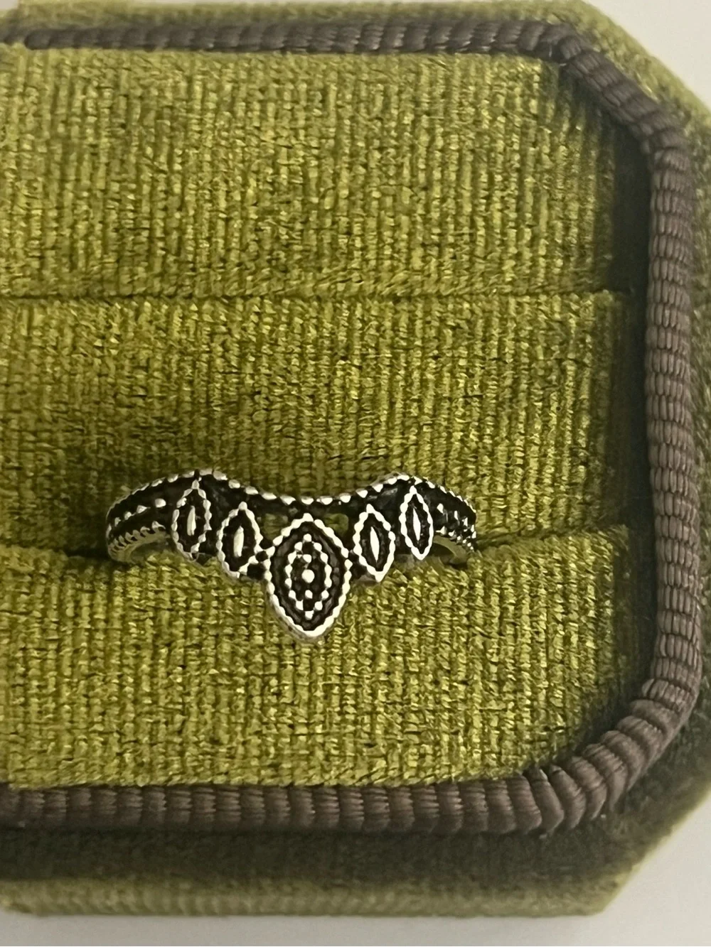 Boho Design Stainless Steel Silver Marquise Shape Statement Ring Size 6 NWT